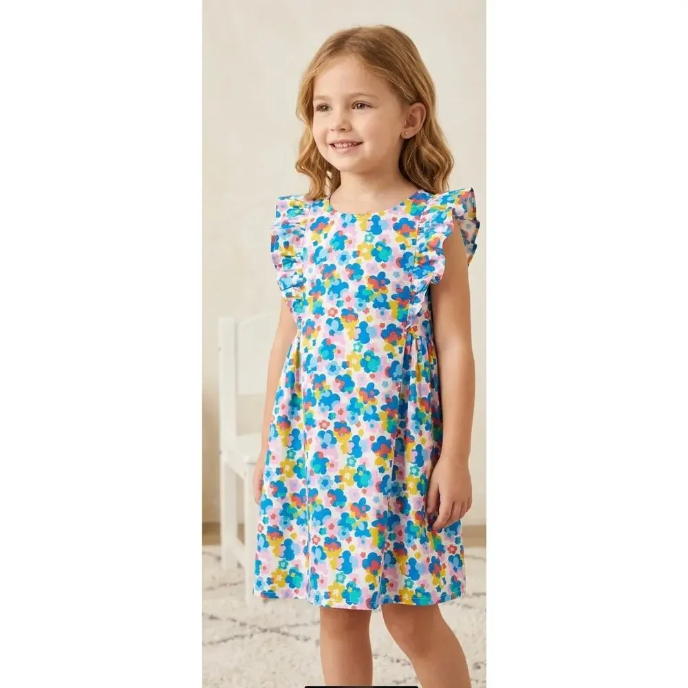 NWT❤️Mini Boden Print Sleeve Dress sz5/6Y